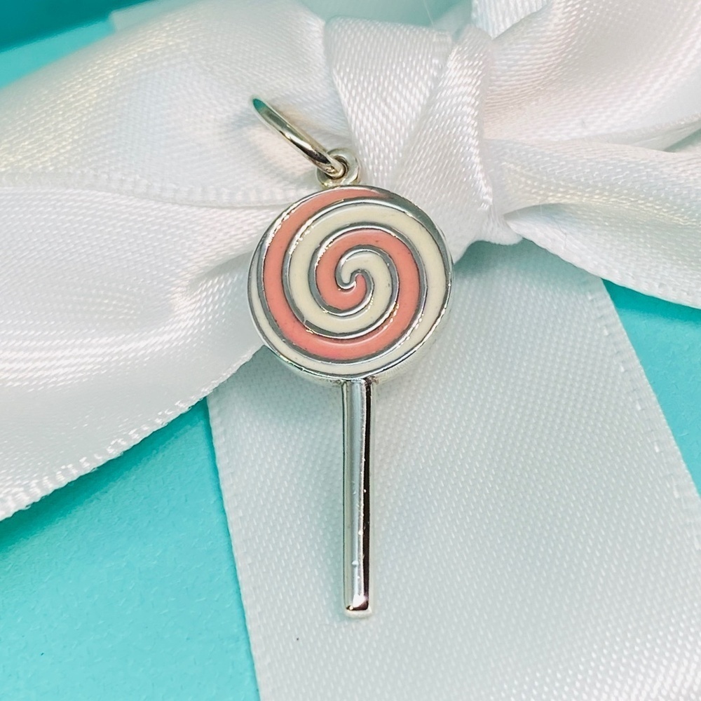 Tiffany & Co pink enamel lollipop holiday charm 925